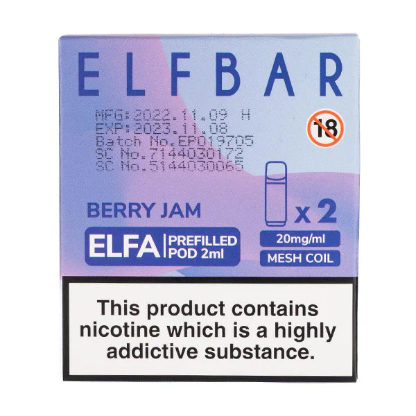 ELFBAR Elfa Prefilled Pods-Berry Jam Vape Shop Belper, Derby, Ripley