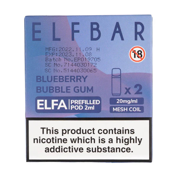 ELFBAR Elfa Prefilled Pods-Blueberry Bubblegum Vape Shop Belper, Derby, Ripley