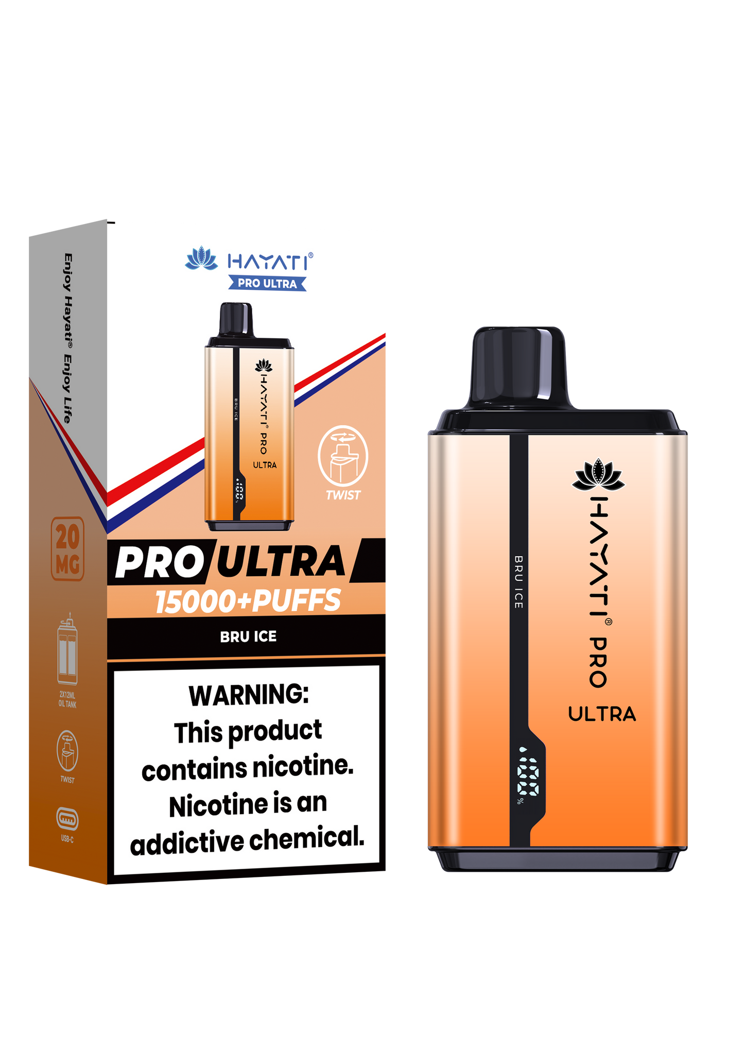 Hayati Pro Ultra 15000 Puffs Disposable Vape-Bru Ice Vape Shop Belper, Derby, Ripley