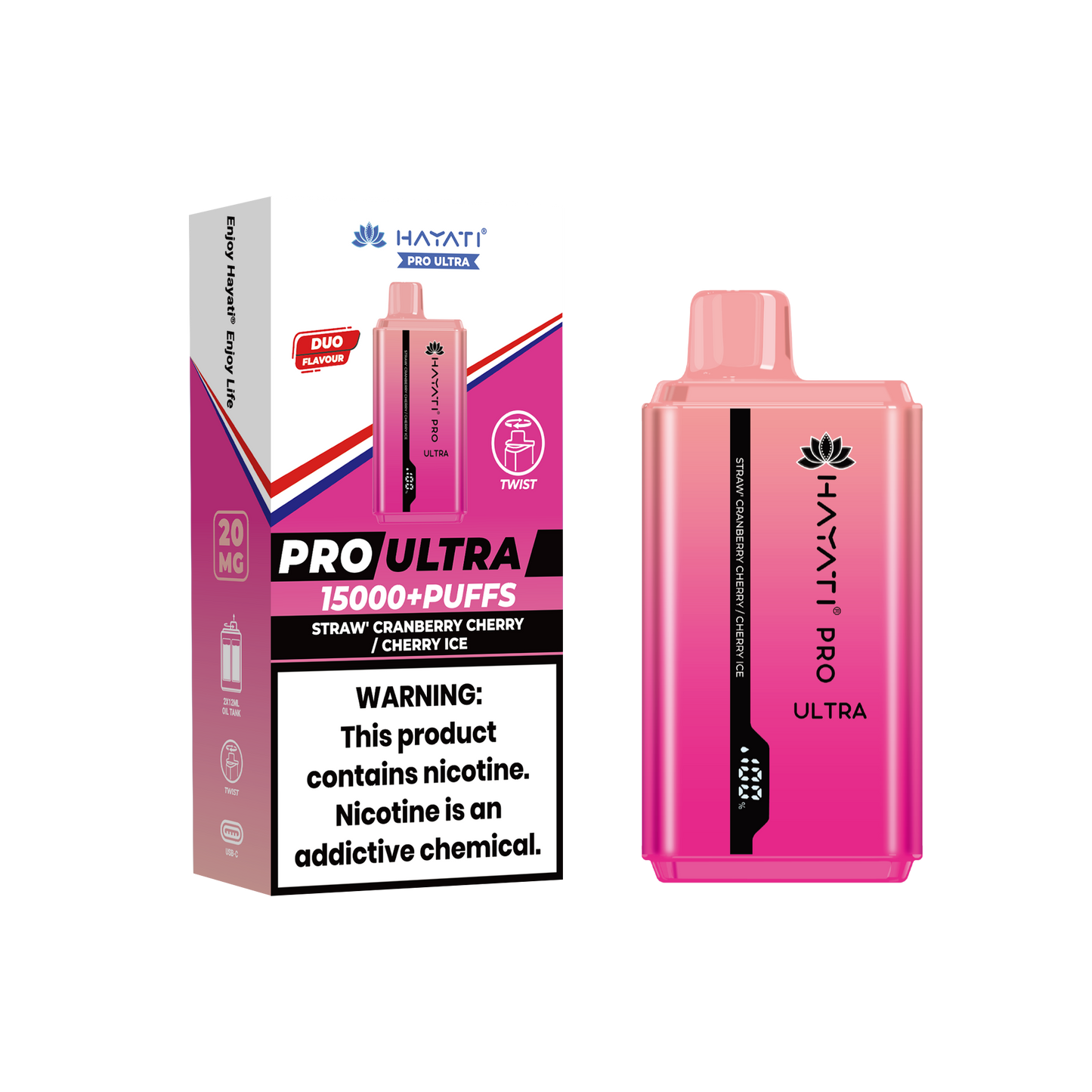 Hayati Pro Ultra 15000 Puffs Disposable Vape-Strawberry Cranberry Cherry / Cherry Ice Vape Shop Belper, Derby, Ripley