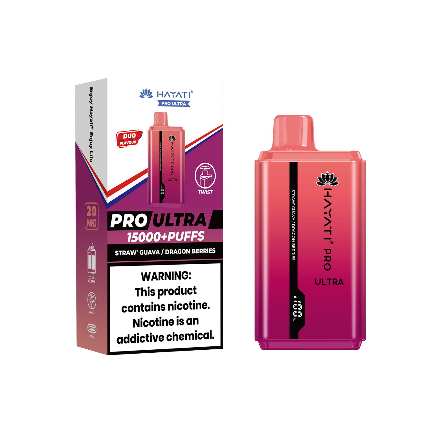 Hayati Pro Ultra 15000 Puffs Disposable Vape-Strawberry Guava / Dragon Berries Vape Shop Belper, Derby, Ripley