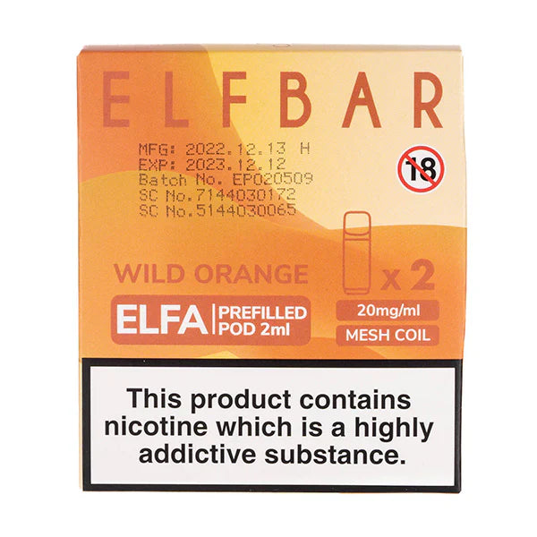 ELFBAR Elfa Prefilled Pods-Wild Orange Vape Shop Belper, Derby, Ripley