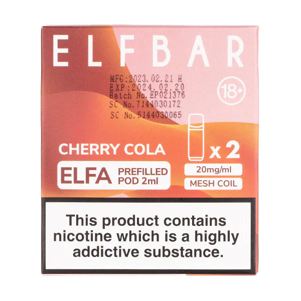 ELFBAR Elfa Prefilled Pods-Cherry Cola Vape Shop Belper, Derby, Ripley